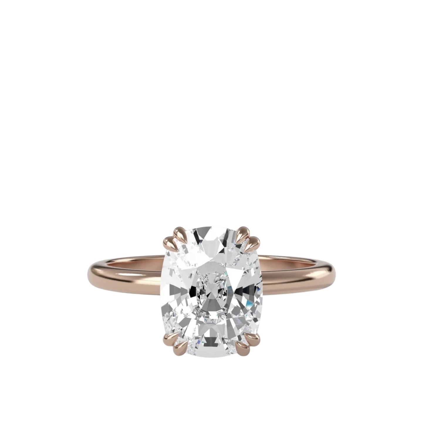Cushion Eight Claw Ring With Thin Band