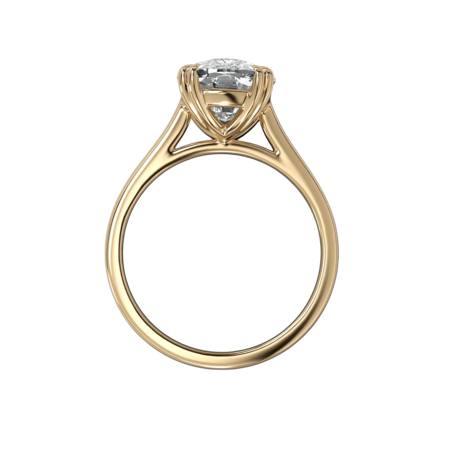 Cushion Eight Claw Ring With Thin Band