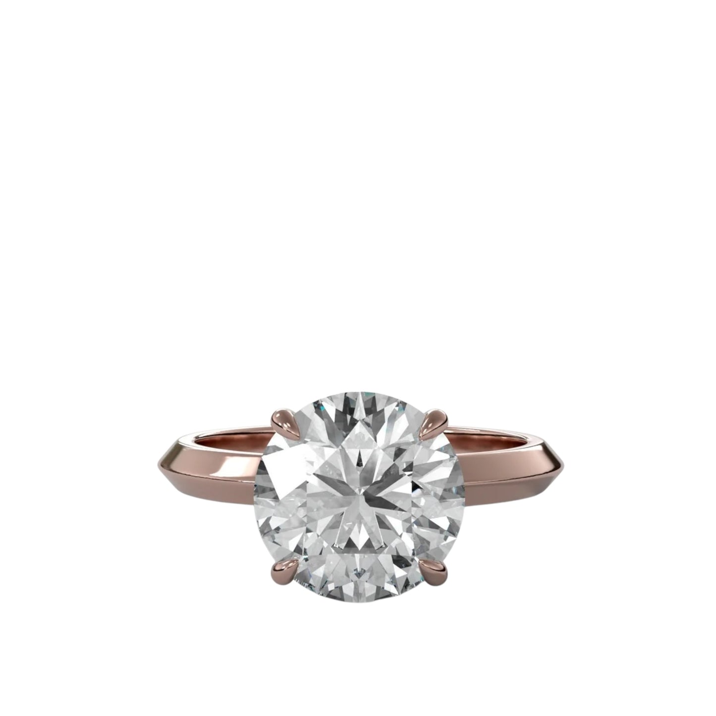 Round Four Claw Ring With Side Slope Band