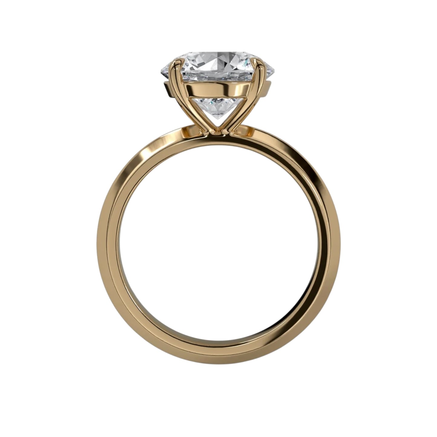 Round Four Claw Ring With Side Slope Band