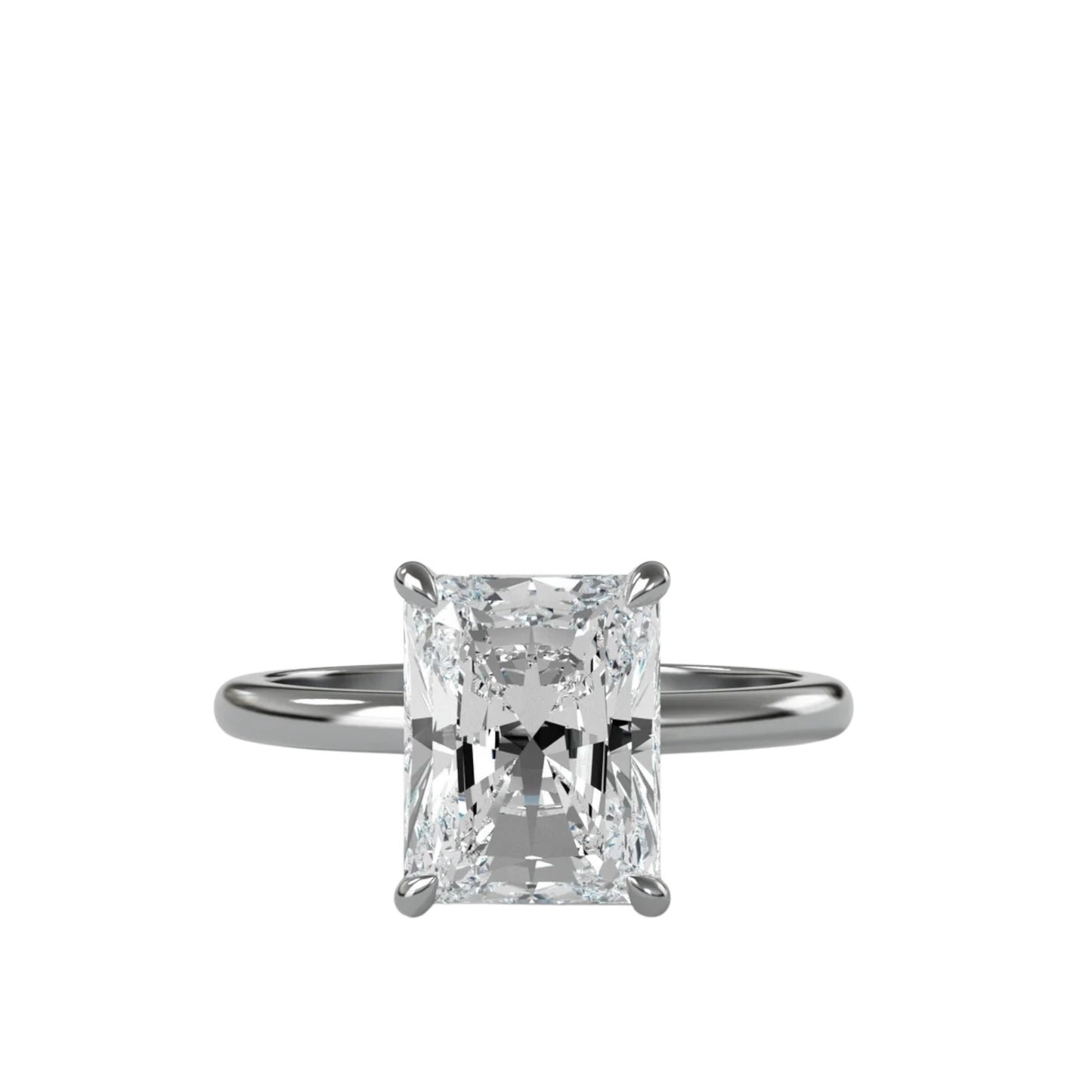 Radiant Four Claw Ring With Thin Band