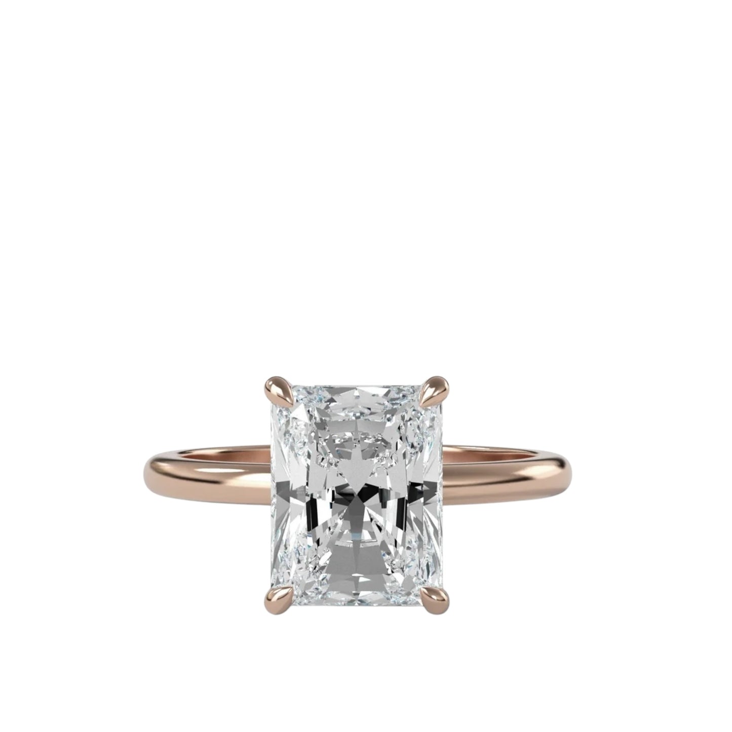 Radiant Four Claw Ring With Thin Band