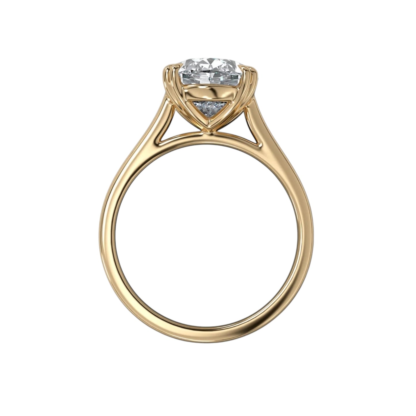 Oval Eight Claw Ring With Thin Band