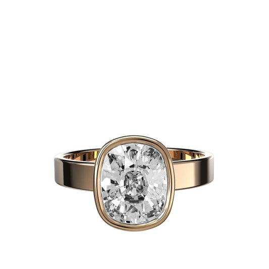 Cushion Bezel Ring with Cigar Band