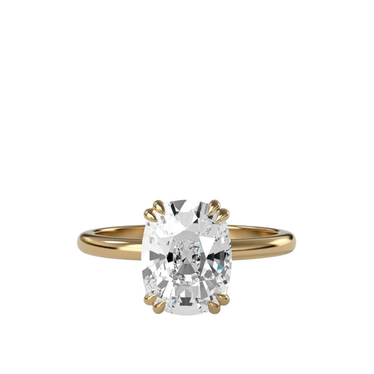 Cushion Eight Claw Ring With Thin Band