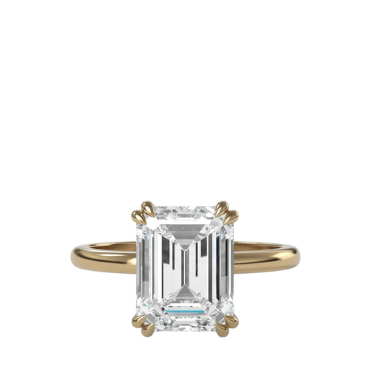 Emerald Eight Claw Ring With Thin Band