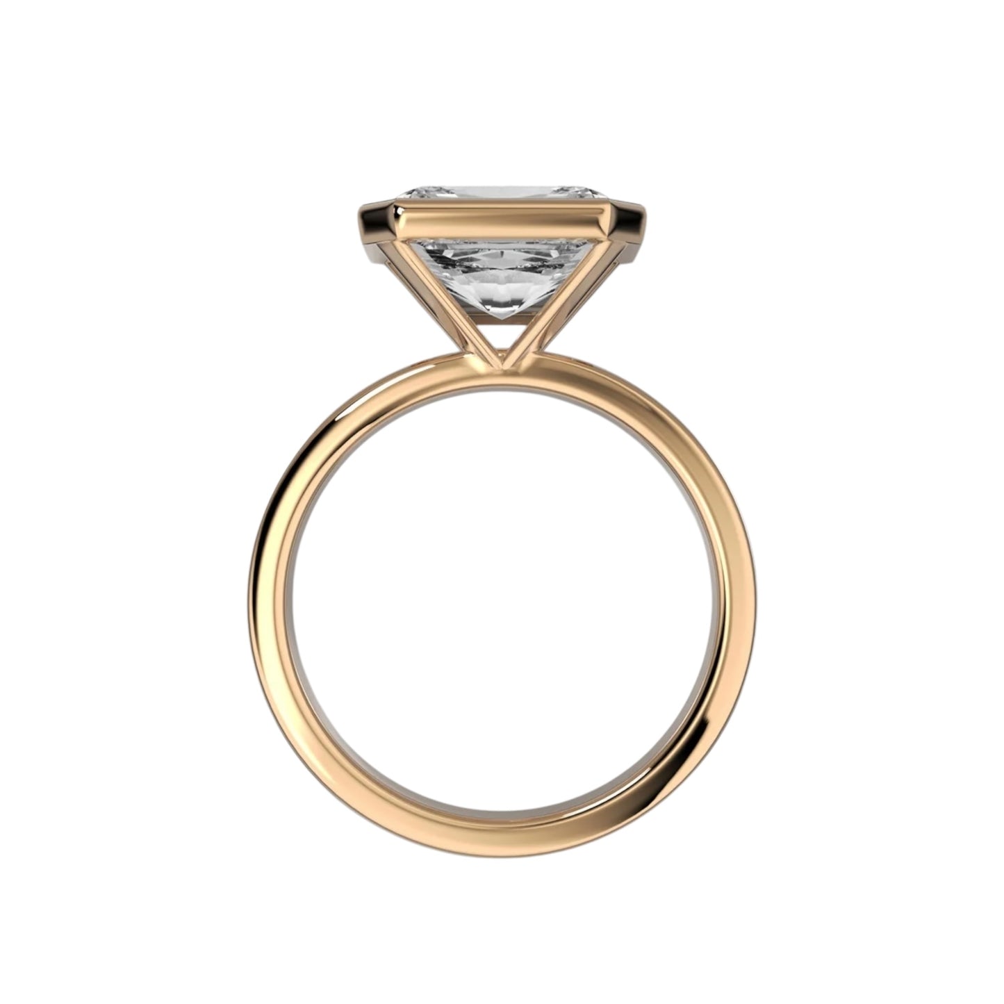 East West Emerald Bezel Ring with Cigar Band
