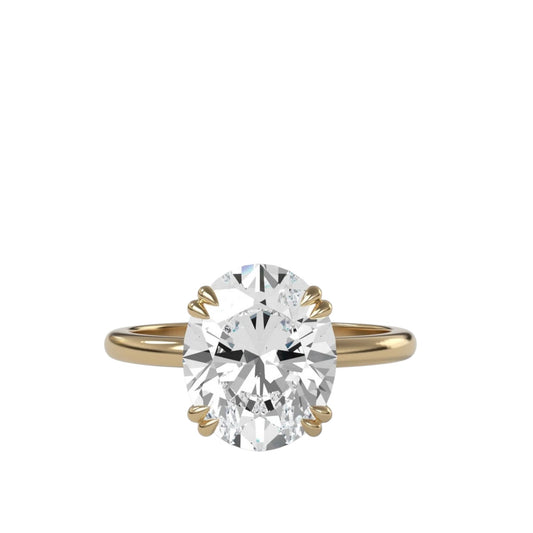 Oval Eight Claw Ring With Thin Band