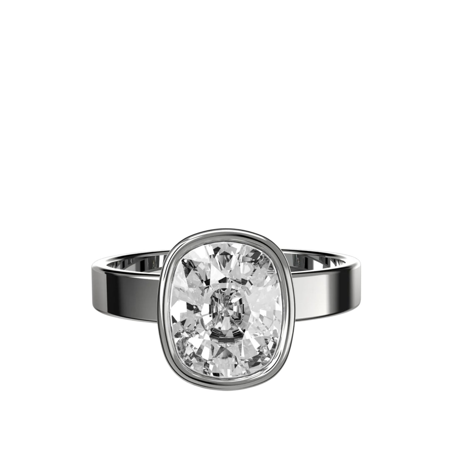 Cushion Bezel Ring with Cigar Band