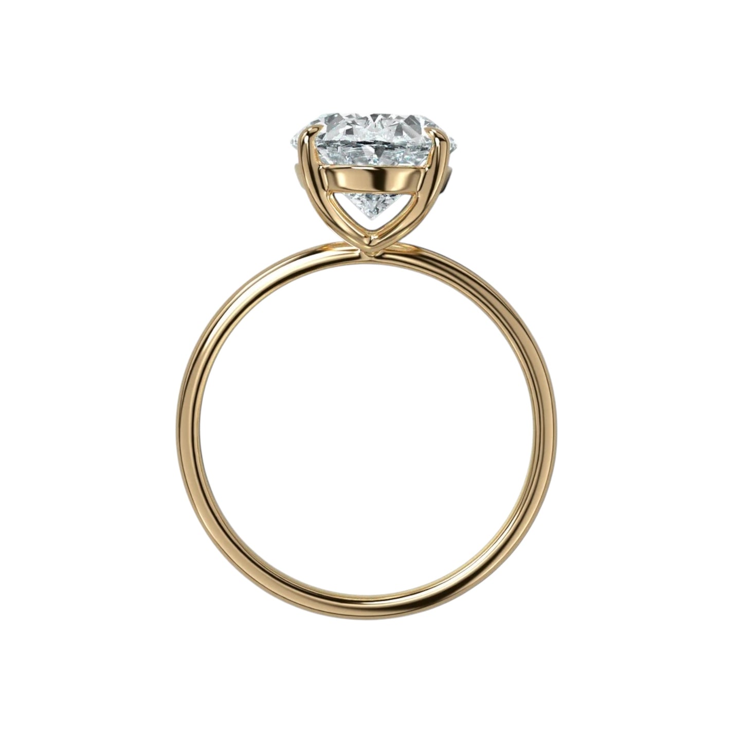 Oval Four Claw Ring With Thin Band