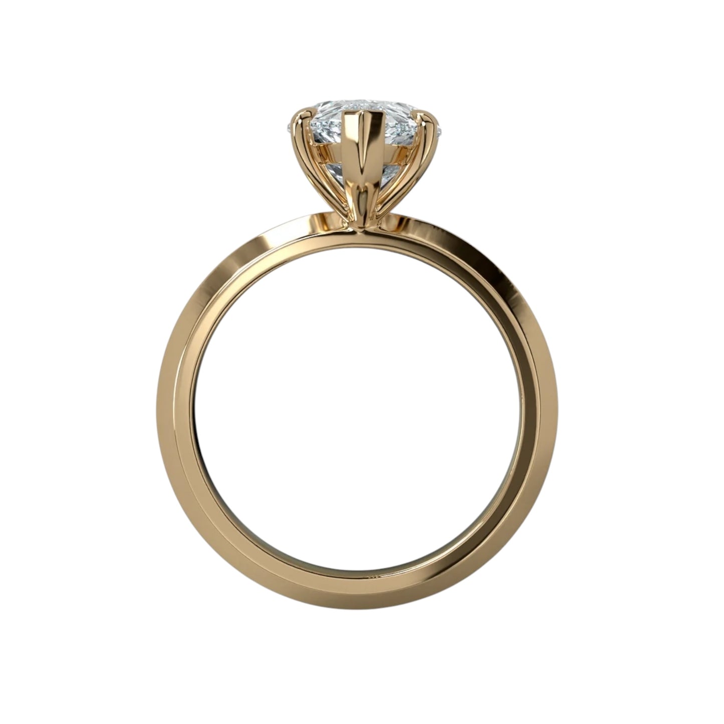 Pear Four Claw Ring With Side Slope Band