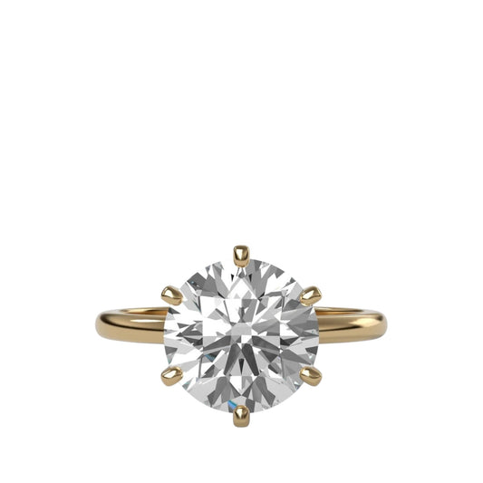 Round Six Claw Ring With Thin Band