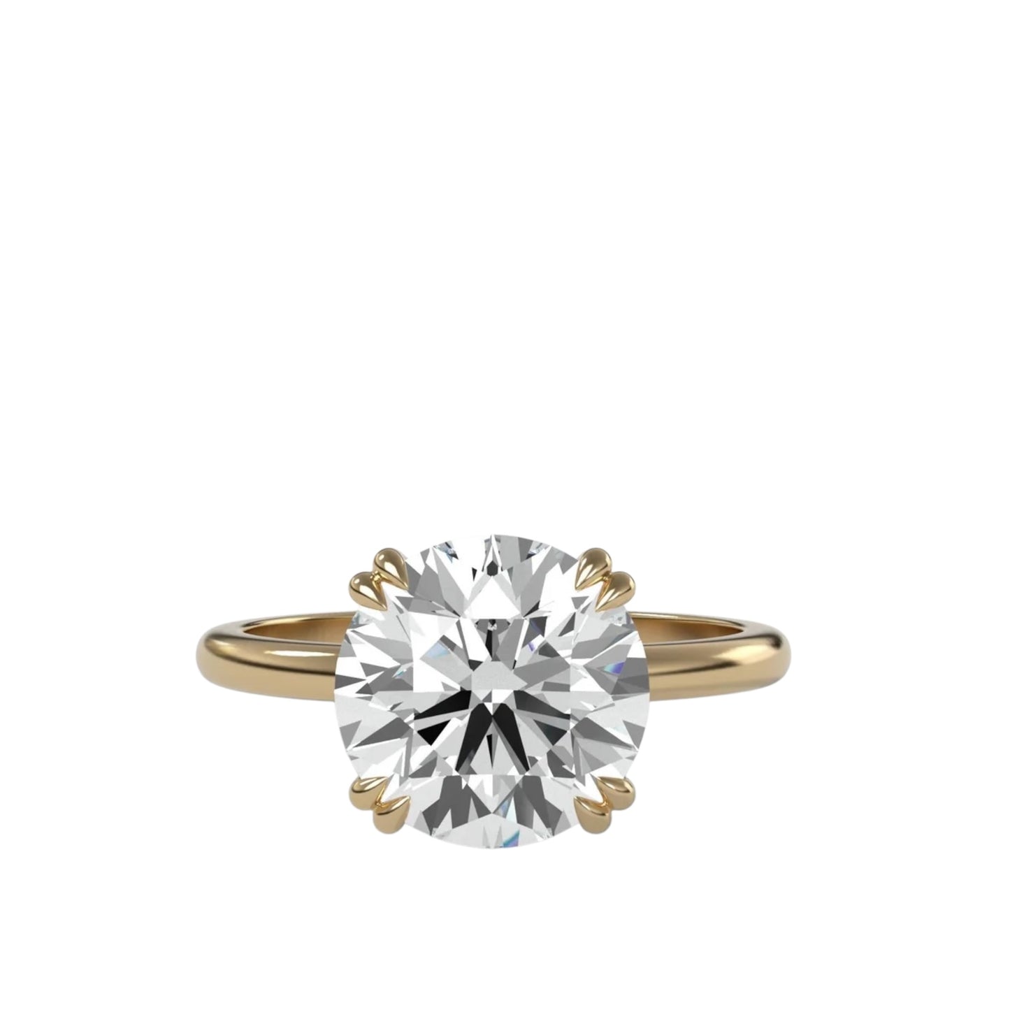Round Eight Claw Ring With Thin Band