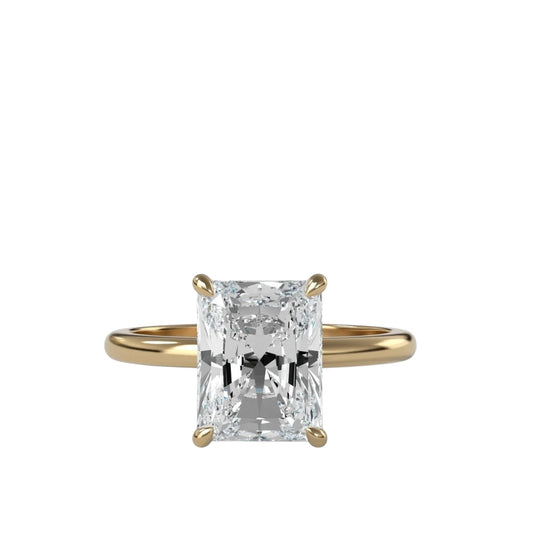 Radiant Four Claw Ring With Thin Band