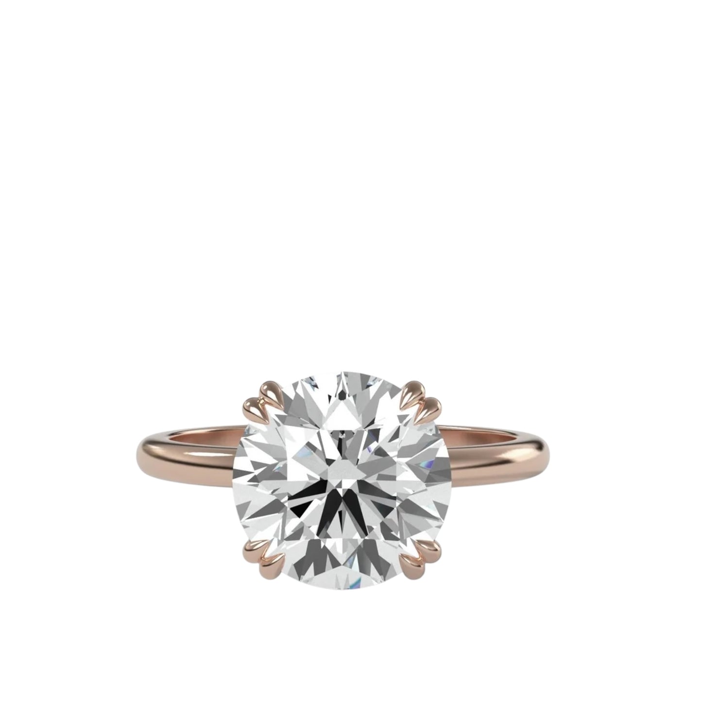 Round Eight Claw Ring With Thin Band