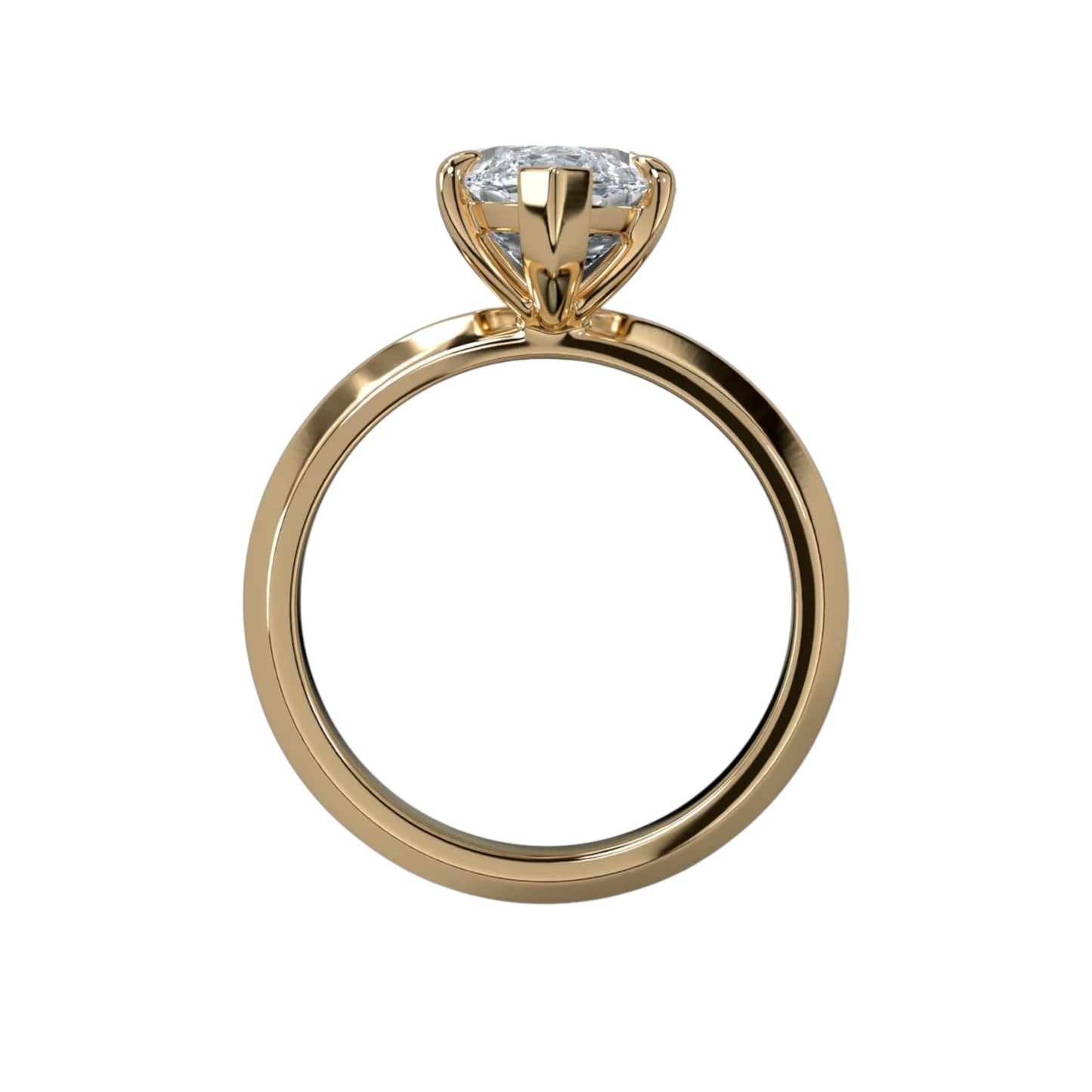 Marquise Four Claw Ring With Side Slope Band